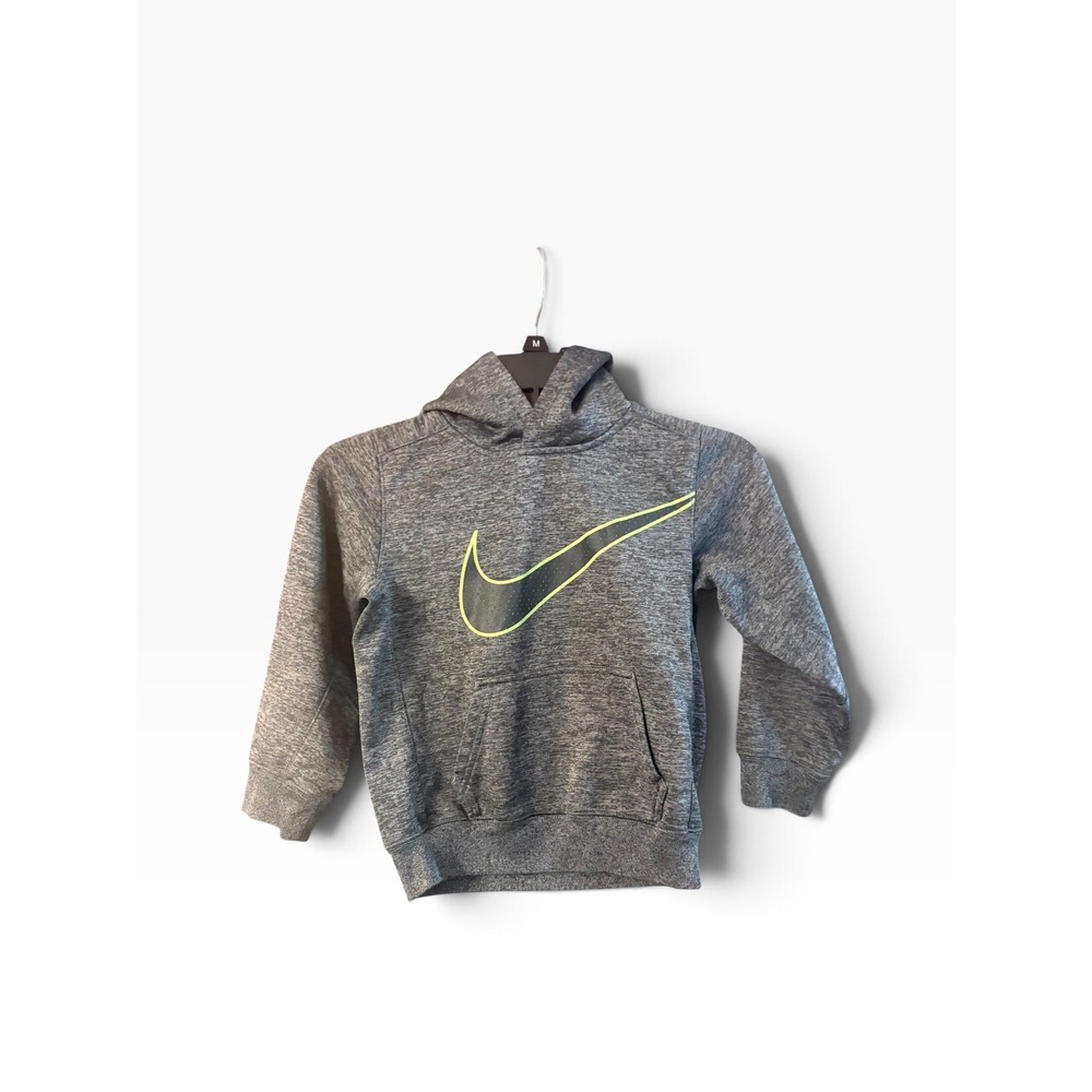 Nike Boys Therma-FIT Gray Heathered Hoodie Swoosh Logo Pullover Size 7